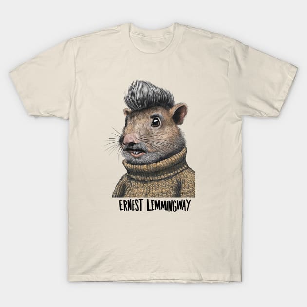 Ernest Lemmingway T-Shirt by Dizgraceland